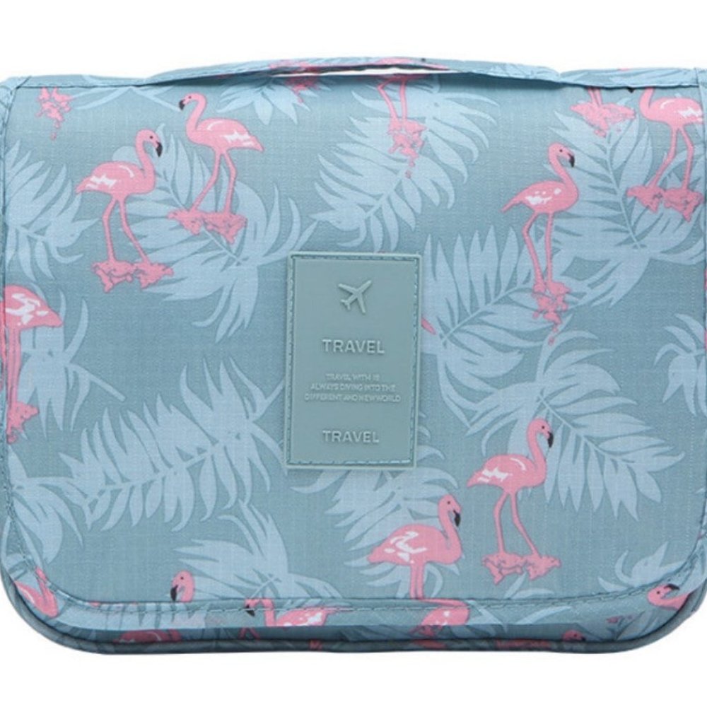 Threaded Pear Hangable Cosmetic Bag- Flamingo
